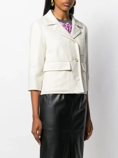 Shop Marni Cropped Fitted Jacket In 00w13 Antique White