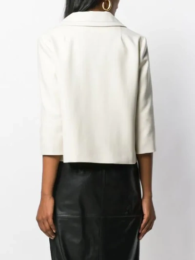 Shop Marni Cropped Fitted Jacket In 00w13 Antique White