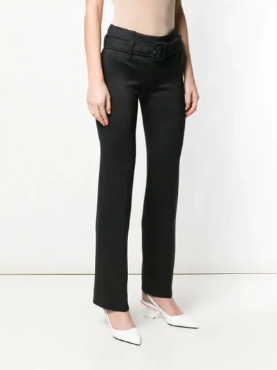 Shop Prada Wide Buckle Trousers In Black