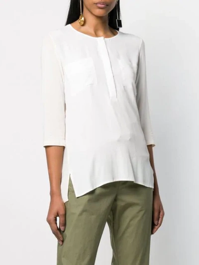 Shop Semicouture Henley Blouse In White