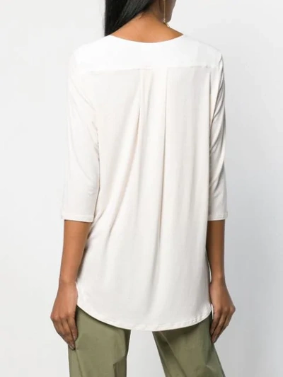 Shop Semicouture Henley Blouse In White