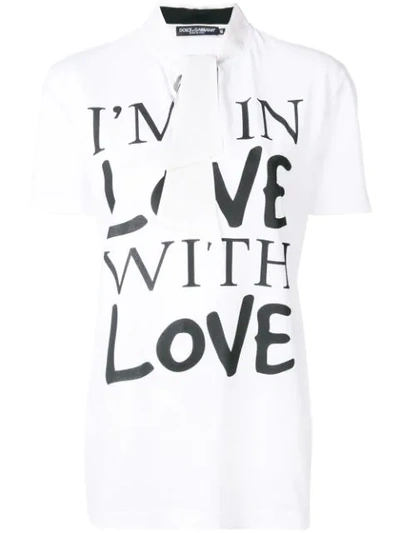 DOLCE & GABBANA I'M IN LOVE WITH LOVE印花T恤 - 白色