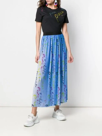 Shop Emilio Pucci Pucci Pucci Print Plissé Pleated Skirt In Blue