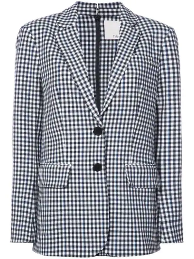 Shop Tibi Zip-up Gingham Blazer In Black