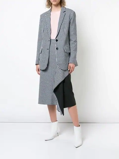 Shop Tibi Zip-up Gingham Blazer In Black