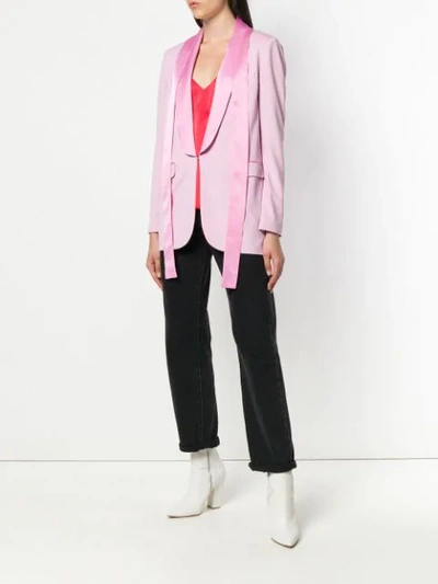 Shop Msgm Satin Trim Blazer In Pink