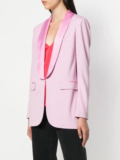 Shop Msgm Satin Trim Blazer In Pink