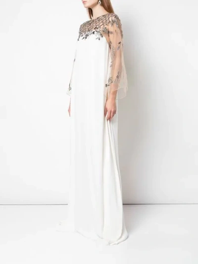 Shop Marchesa Embroidered Kaftan Gown In Ivory