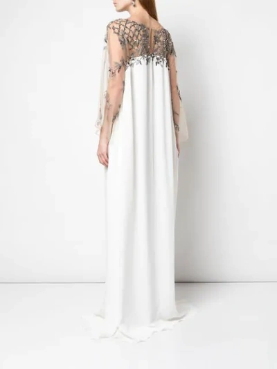 Shop Marchesa Embroidered Kaftan Gown In Ivory