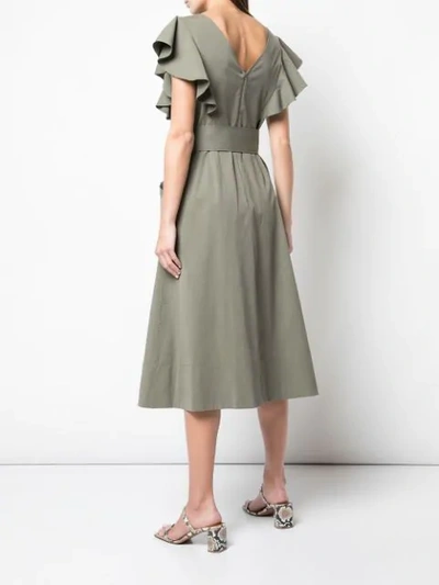Shop Tanya Taylor Inez Belted Midi Dress In Green