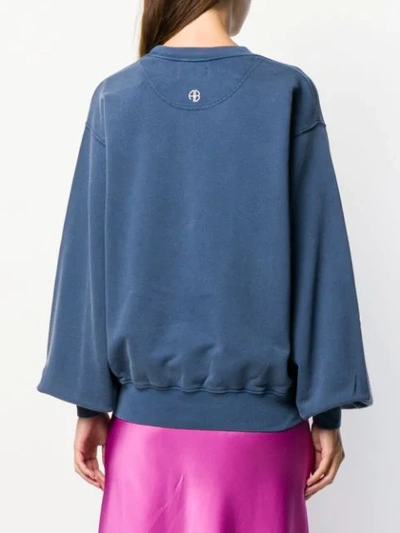 Anine Bing Esme Embroidered logo Sweatshirt In Navy ModeSens