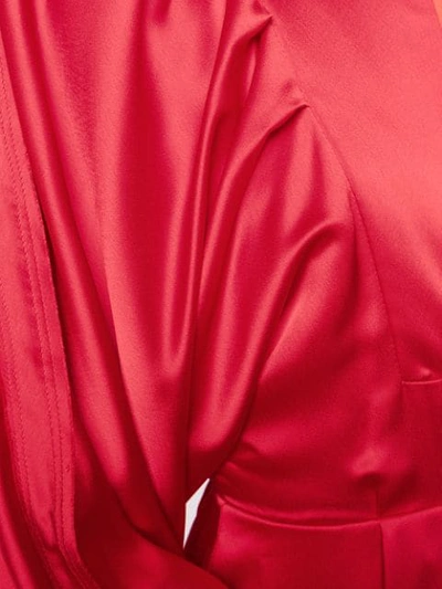 Shop Self-portrait Bishop Sleeve Midi Dress In Red