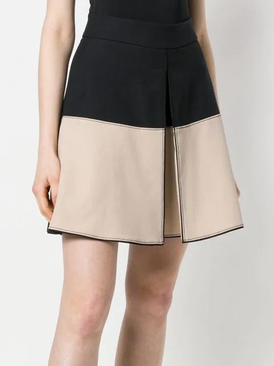 Shop Dorothee Schumacher Two Tone Notch Front Skirt In Black
