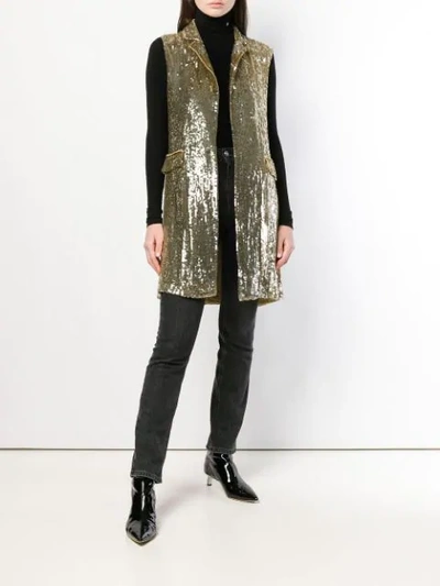Shop P.a.r.o.s.h Embellished Draped Waistcoat In Gold