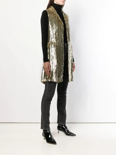 Shop P.a.r.o.s.h Embellished Draped Waistcoat In Gold