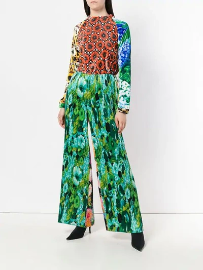 Shop Richard Quinn Floral Flared Trousers In Green