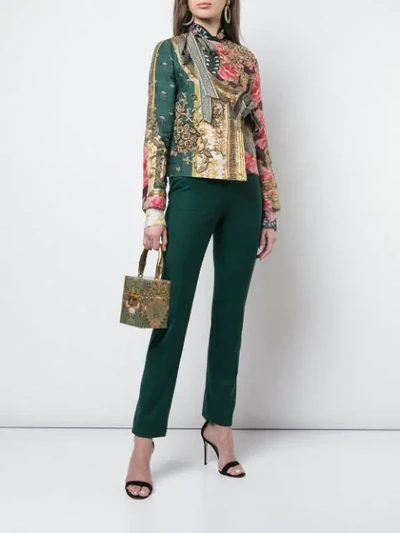 Shop Oscar De La Renta Collarless Embellished Jacket In Green
