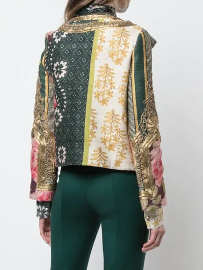 Shop Oscar De La Renta Collarless Embellished Jacket In Green