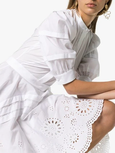 Shop Alexander Mcqueen Broderie Anglaise Asymmetric Hem Cotton Dress In White