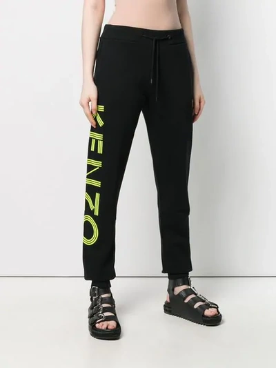 Shop Kenzo Neon Logo Print Track Pants In Black