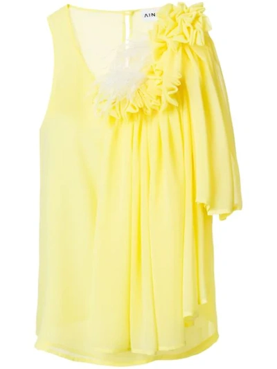 Shop Ainea Ruffle Appliqué Top In Yellow