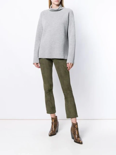 Shop Arma Cropped Leather Trousers In Green