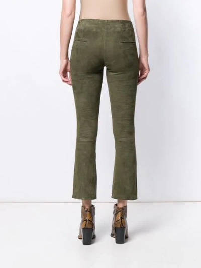 Shop Arma Cropped Leather Trousers In Green