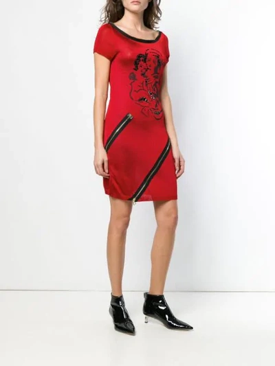 Shop Dior Christian  Vintage Sequin Embellished Short Dress - Red