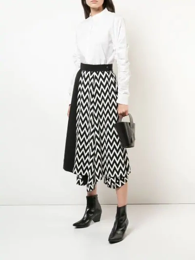 Shop Loewe Asymmetric Herringbone Skirt In Black