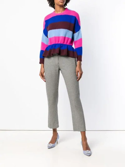 Shop Red Valentino Striped Ruffled Jumper In Pink