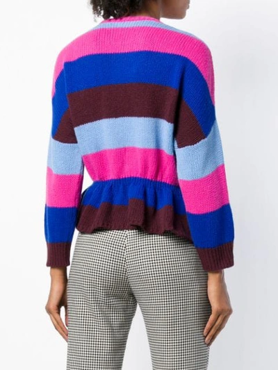 Shop Red Valentino Striped Ruffled Jumper In Pink