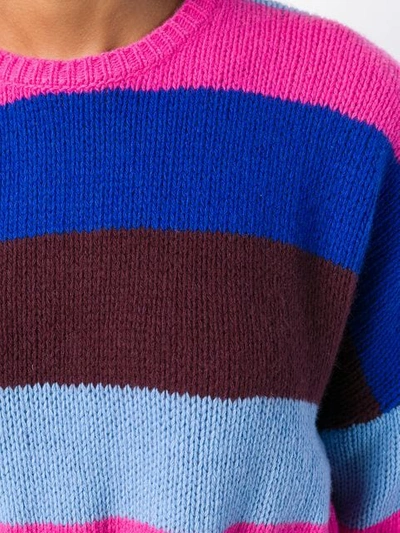 Shop Red Valentino Striped Ruffled Jumper In Pink