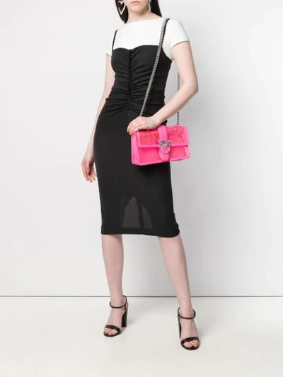 Shop Pinko Mia Ruched Midi Dress In Black
