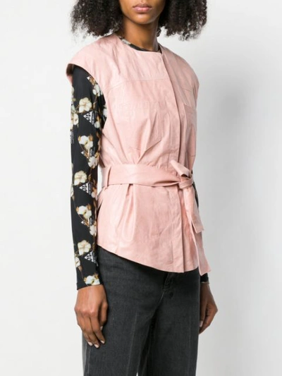 Shop Drome Belted Leather Waistcoat In Pink