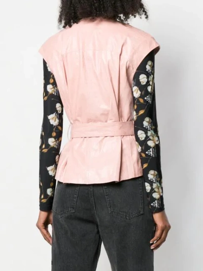 Shop Drome Belted Leather Waistcoat In Pink