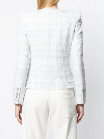 Shop Balmain Button-embellished Tweed Blazer In White