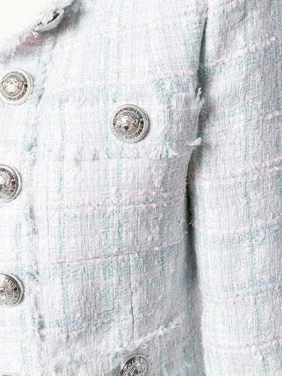 BALMAIN BUTTON-EMBELLISHED TWEED BLAZER - 白色