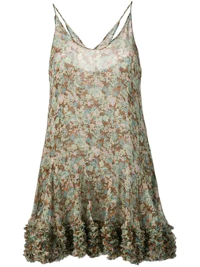 Shop Stella Mccartney Meadow Floral Silk Dress In Green