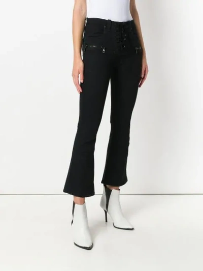 Shop Ben Taverniti Unravel Project Flared Cropped Jeans In Black