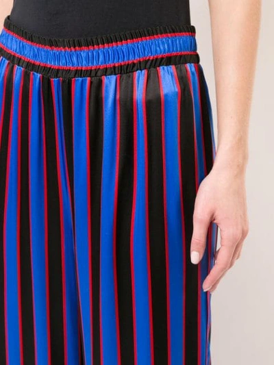 Shop Alice And Olivia Striped Silk Nightwear Trousers In Blue