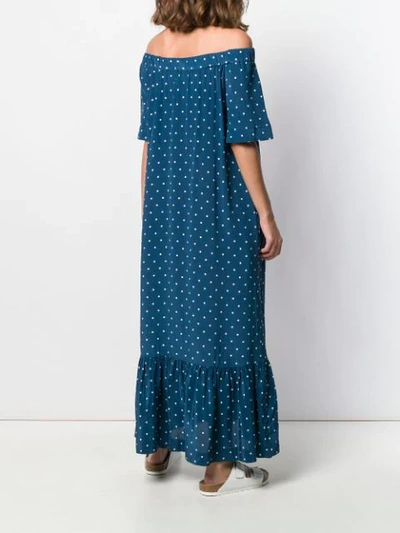 Shop Asceno Off Shoulder Polka Dot Dress - Blue