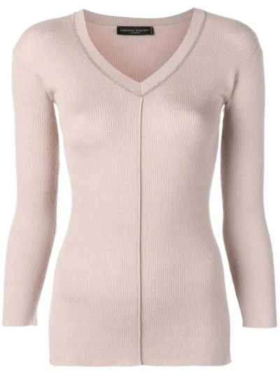 Shop Fabiana Filippi Fitted Knit Sweater In Pink