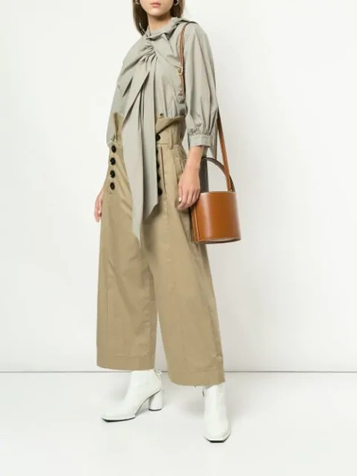 Shop Eudon Choi Draped Tie Knot Blouse In Neutrals