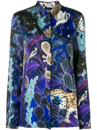 Shop Just Cavalli Night Jungle Print Shirt - Blue