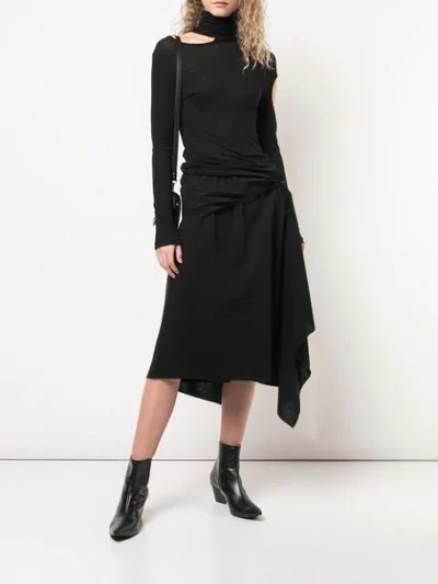 YOHJI YAMAMOTO SHEER HIGH NECK TOP - 黑色