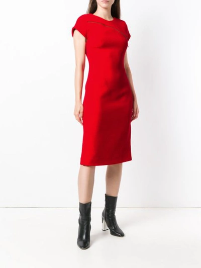 Shop Antonio Berardi Zip Detail Midi Dress In Red