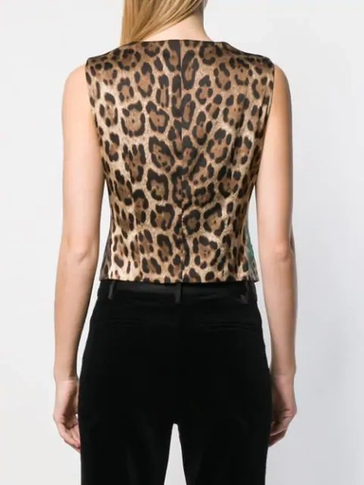 Shop Dolce & Gabbana Rose Leopard Print Waistcoat In Neutrals