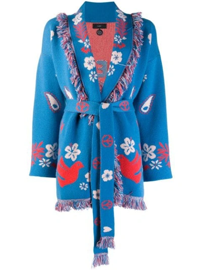 Shop Alanui Patterned Cardigan In Blue