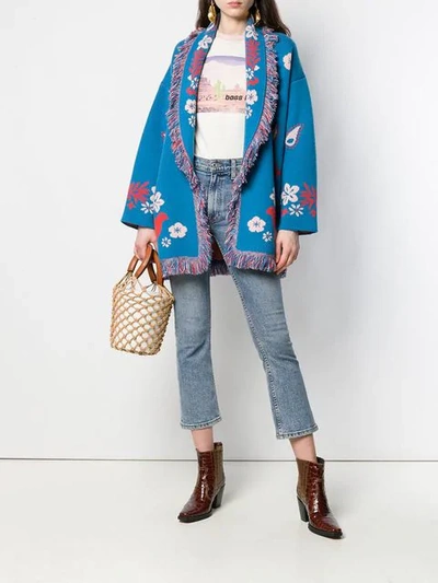 Shop Alanui Patterned Cardigan In Blue