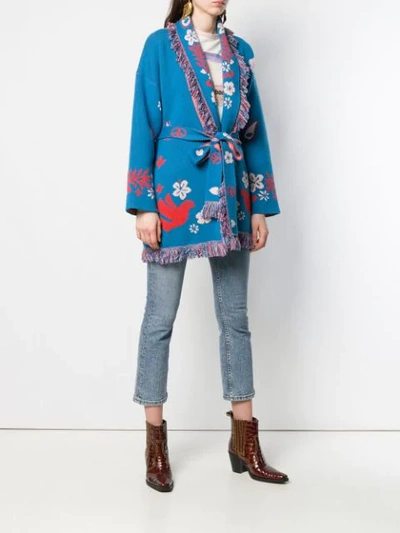 Shop Alanui Patterned Cardigan In Blue